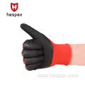 Hespax Sandy Nitrile Double Dipped Construction Safe Gloves